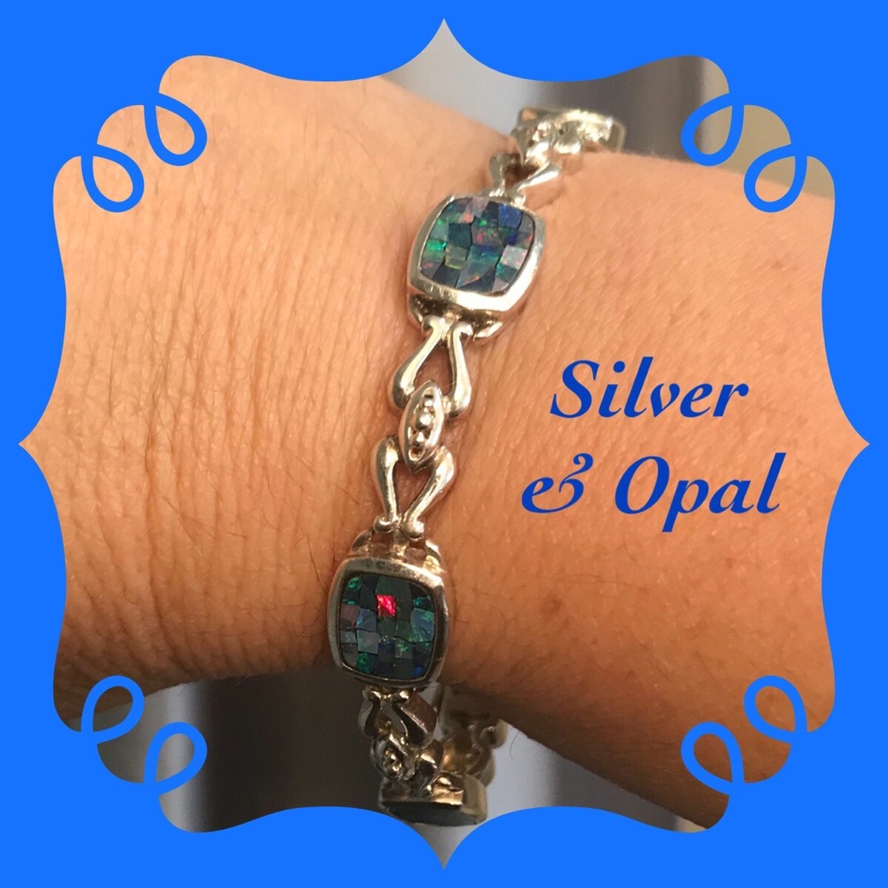 ⚡️REDUCED!⚡️ SILVER & INLAID OPAL LINK BRACELET